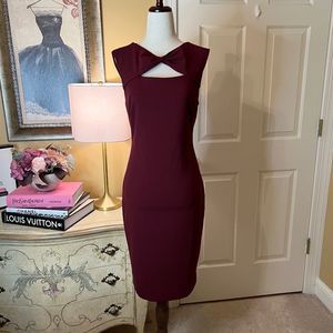 NWOT Calvin Klein Sheath Dress Burgundy Wine Size 8 Twist Cut Out Detail